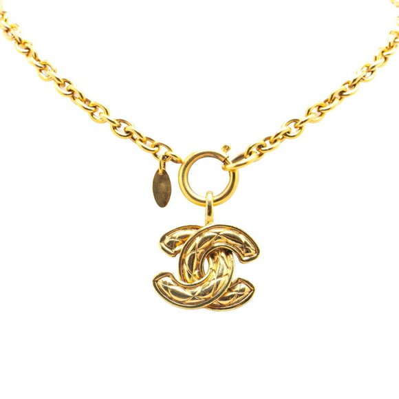 CHANEL Vintage Gold Logo Necklace - Picture 1 of 5